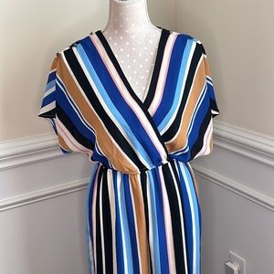 Jane & Hudson Striped Romper Jumpsuit Sz M